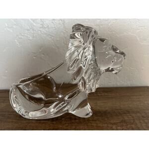 Vintage Vannes France Crystal Lion Bowl 5.5” French Art Glass Trinket Dish MCM